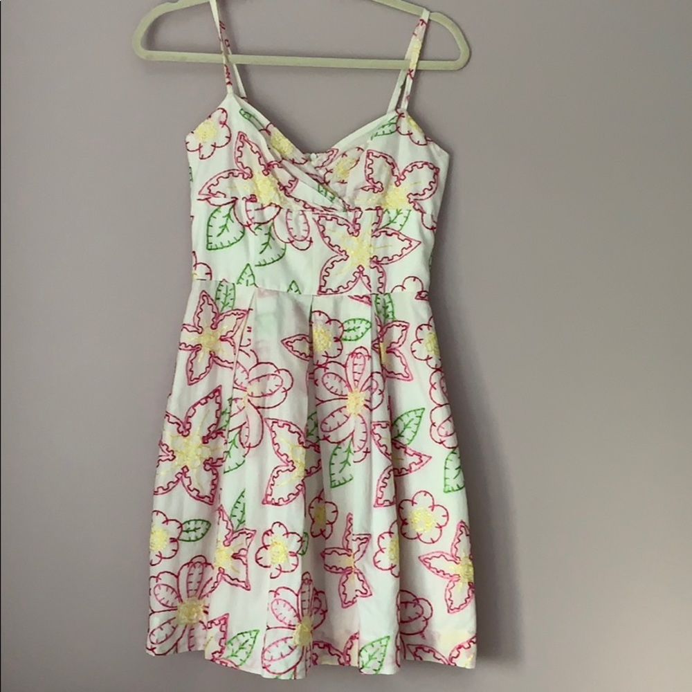Lilly Pulitzer lined cotton embroidered sun dress